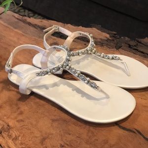 David’s Bridal ivory rhinestone sandals.